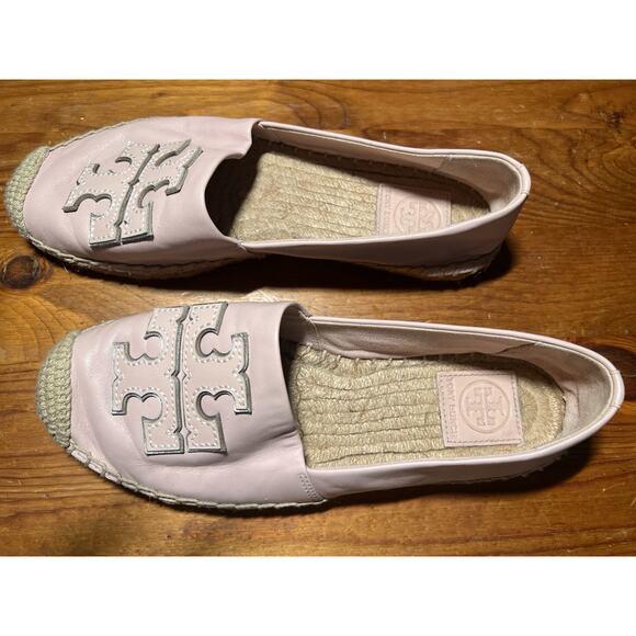Tory Burch Ines Espadrille Pink Leather Slip On Size 7.5 - Picture 4 of 11